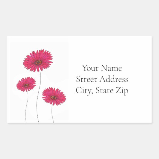 3つの赤い水色、ペンとインクジェーブ 長方形シール (正面)