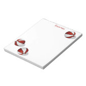 3つの赤い白いバスケットボール名前をカスタムする ノートパッド (回転)