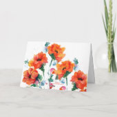 3つの赤い茎のケシの水色 シーズンカード (裏面)