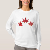 3つの赤い落下葉 Tシャツ (正面)