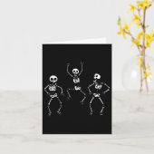 3つの踊りおもしろいスケルトンのハロウィーン カード (黄色い花)