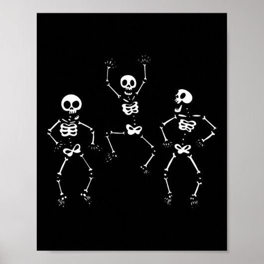 3つの踊りおもしろいスケルトンのハロウィーン ポスター (正面)