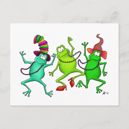 3つの踊りカエル ポストカード (正面)