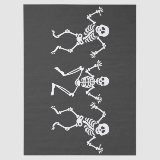 3つの踊りスケルトンブラック&ホワイトのデコページ 薄葉紙 (正面)