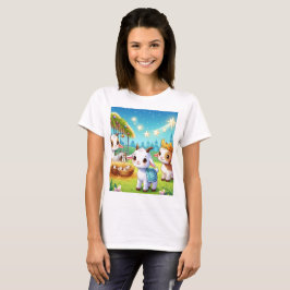 3つの農場シーンの漫画イラストレーション Tシャツ
