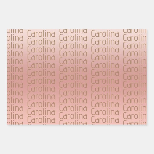 3つの違うデザインあなたの名前のフェミニン色 ラッピングペーパーシート (正面3)