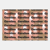 3つの違うデザインあなたの名前のフェミニン色 ラッピングペーパーシート (正面)