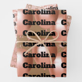 3つの違うデザインあなたの名前のフェミニン色 ラッピングペーパーシート (インサイチュ)