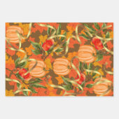 3つの違う秋デザイン ラッピングペーパーシート (正面3)