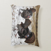 3つの野生の七面鳥の写真芸術 アクセントクッション (裏面(縦))