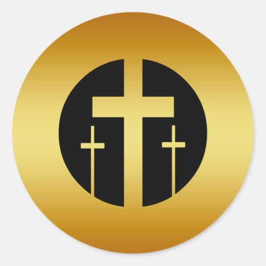 3つの金ゴールド十字 ラウンドシール (正面)