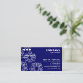 3つの長方形 – ダークブルーの花のカスケード 名刺 (スタンド正面)