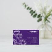 3つの長方形 – 濃い紫の花のカスケード 名刺 (スタンド正面)