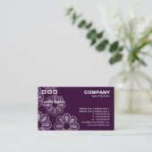 3つの長方形 – 濃い紫色の花のカスケード 名刺 (スタンド正面)