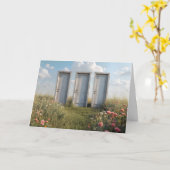 3つの閉考えじたドア カード (黄色い花)