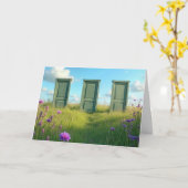 3つの閉考えじたドア カード (黄色い花)