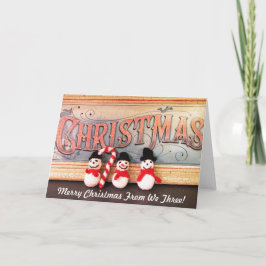 3つの雪だるまとキーン・クリスマスカード シーズンカード