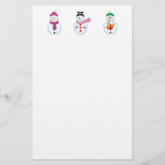 3つの雪だるまの文房具 便箋