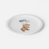 3つの青いバルーンとクマ1st誕生日 ペーパープレート (アングル)