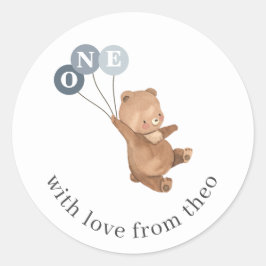 3つの青いバルーンを持つクマ ラウンドシール