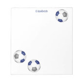 3つの青い灰色のサッカーボールパーソナライズされた ノートパッド (正面)