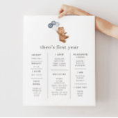 3つの青い風船のマイルストーンポスターとクマ ポスター