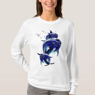 3つの青のDolphinsTワイシャツ Tシャツ