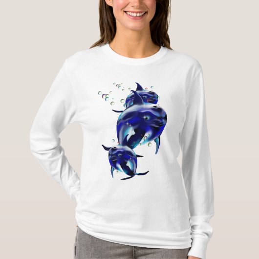 3つの青のDolphinsTワイシャツ Tシャツ (正面)