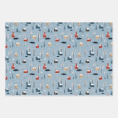 3つの風光明媚な冬のワンダーランドカントリー村のセット ラッピングペーパーシート (正面3)