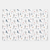 3つの風光明媚な冬のワンダーランドカントリー村のセット ラッピングペーパーシート (正面2)