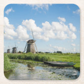 3つの風車および運河のコースター スクエアペーパーコースター (正面)