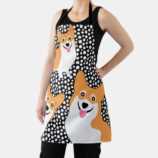 3つの飢えたコーギおもしろい エプロン (インサイチュ)