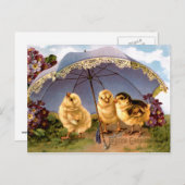 3つの魅力的イースターチックス シーズンポストカード (正面/裏面)