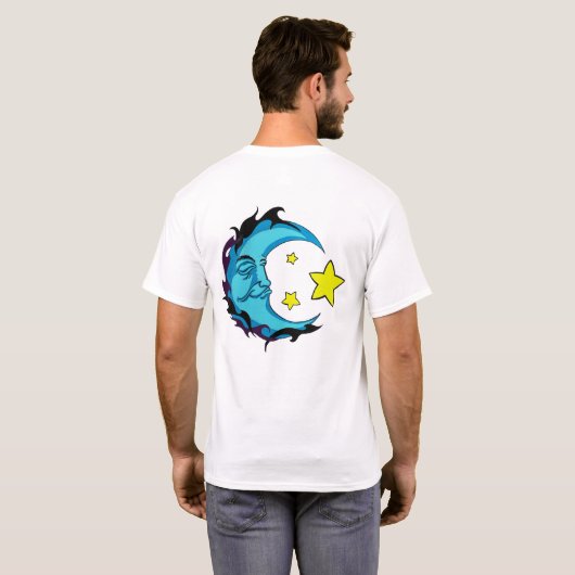 3つの黄色い星を持つ部族のブルームーン Tシャツ (裏面フル)