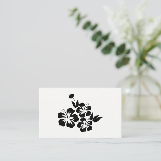 3つの黒いハイビスカス熱帯花 名刺 (スタンド正面)