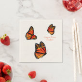 3つの(昆虫)オオカバマダラ、モナーク蝶のカスタムメッセージ スタンダードカクテルナプキン (インサイチュ)