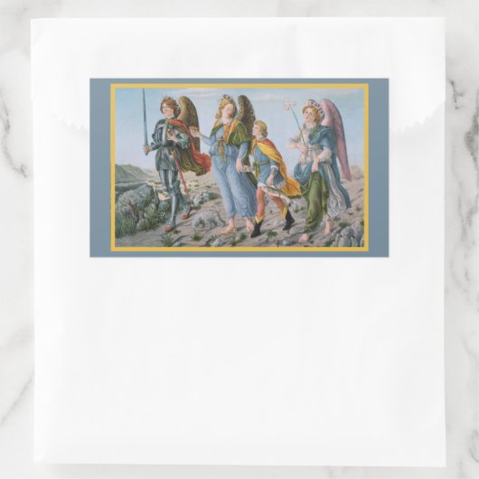 3つのArchangelsとTobias (M 017) 長方形シール (バッグ)