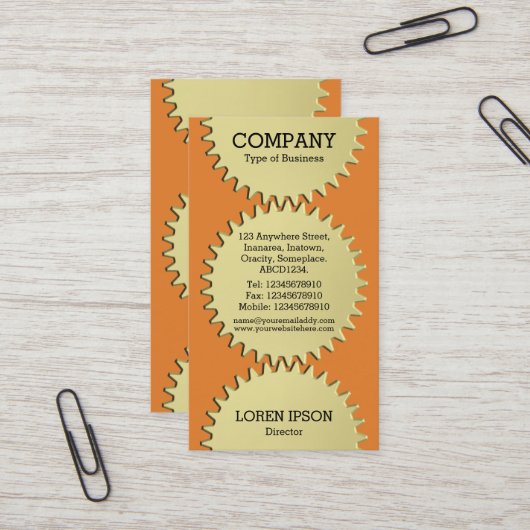 3つのCogホイール – オレンジ 名刺 (正面/裏面インサイチュ)