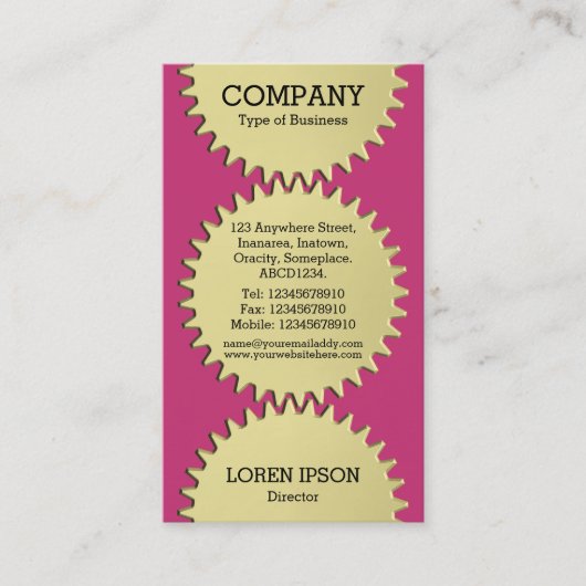 3つのCogホイール – #C93476マゼンタ 名刺 (正面)