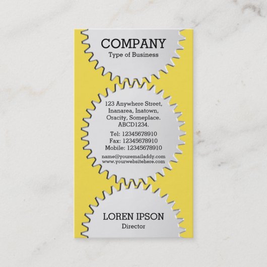 3つのCogホイール – #F5DD4B |黄色 名刺 (正面)