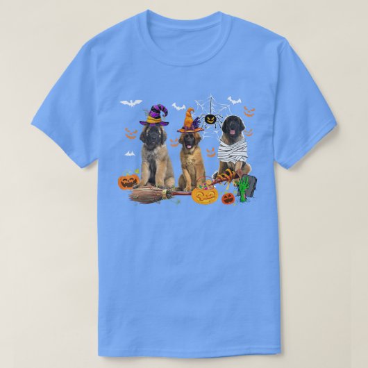 3つのLeonberger犬の魔女ハロウィーン怖い Tシャツ (デザイン正面)