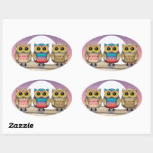 3つのLittle Owlsシール 楕円形シール (シート)