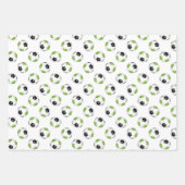 3つのpc品種ブライトグリーンブラックチームカラーズサッカー ラッピングペーパーシート (正面3)