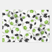 3つのpc品種ブライトグリーンブラックチームカラーズサッカー ラッピングペーパーシート (正面)