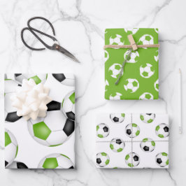 3つのpc品種ブライトグリーンブラックチームカラーズサッカー ラッピングペーパーシート