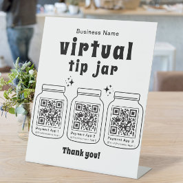 3つのQRコードを持つ仮想チップJAR 台座サイン