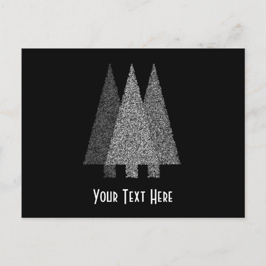3つのSnowyのクリスマスツリー。 黒い白 シーズンポストカード (正面)