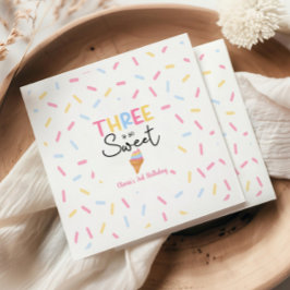 3つはとても甘いアイスクリームの3番目の誕生日パーティー スタンダードランチョンナプキン