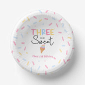 3つはとても甘いアイスクリームの3番目の誕生日パーティー ペーパーボウル (正面)