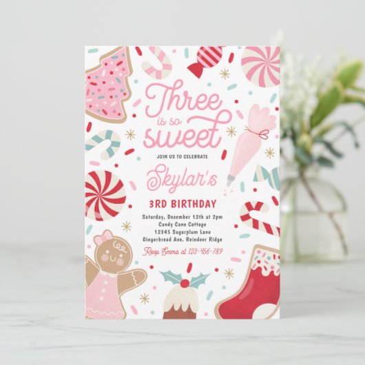 3つはとても甘いクリスマスクッキー誕生日パーティーである 招待状 (スタンド正面)